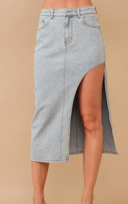 Natalie Mid Rise Denim Skirt