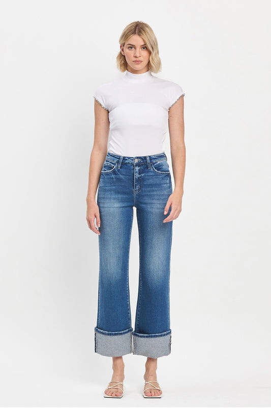 Kate 90'S VINTAGE SUPER HIGH RISE CUFFED FLARE JEANS